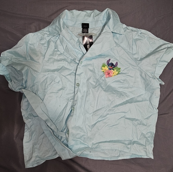 Stitch blue, tie-up crop top - Picture 2 of 4